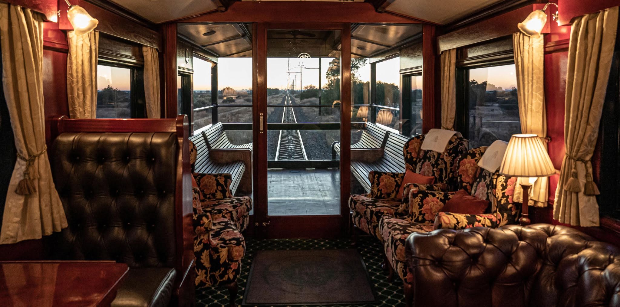Luxury train travelling through the South African landscape